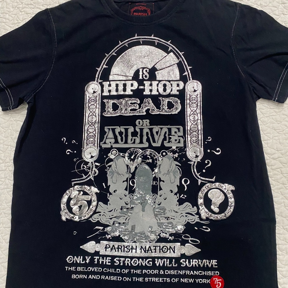 Vintage Black Graphic Tee with Hip Hop Design